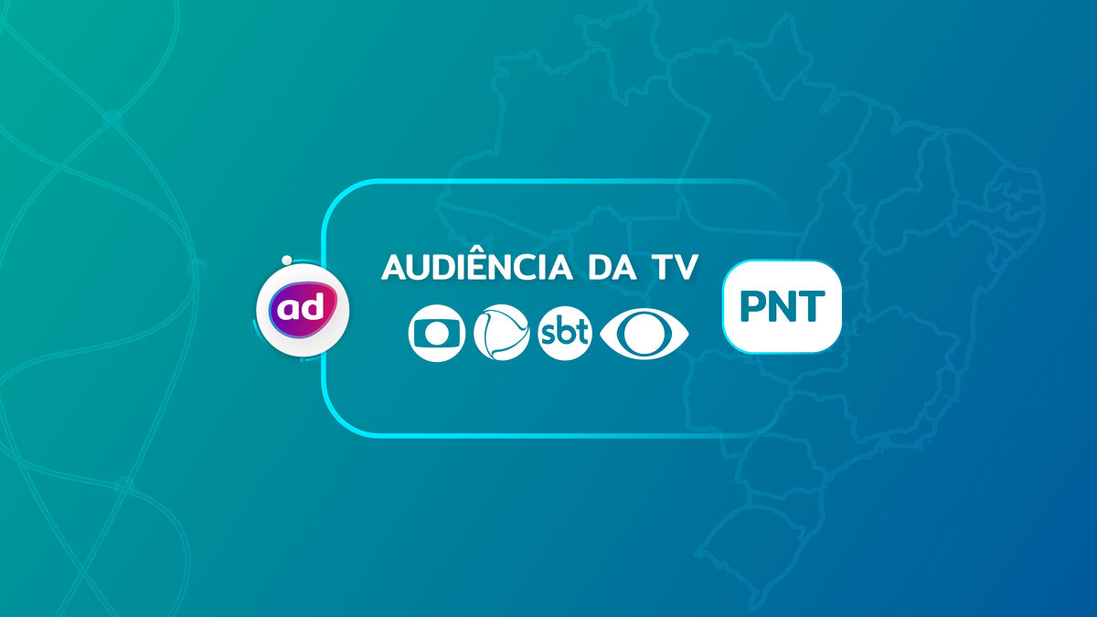 Arte gráfica dos consolidados de audiência da TV Globo, Record TV, SBT e Band no PNT