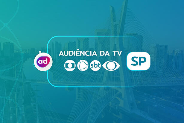 Arte gráfica dos consolidados de audiência da TV Globo, Record TV, SBT e Band em São Paulo