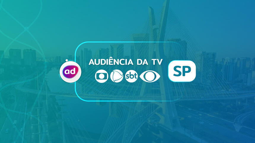 Arte gráfica dos consolidados de audiência da TV Globo, Record TV, SBT e Band em São Paulo