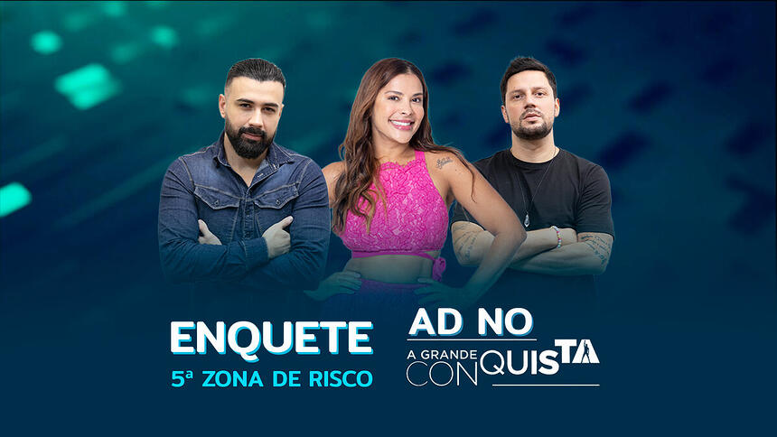 Bruno Tálamo, Gyselle Soares e Thiago Servo na arte da enquete da 5ª Zona de Risco