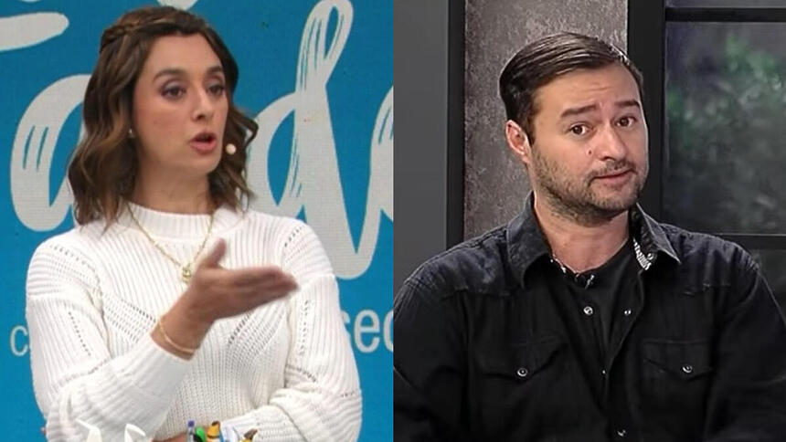 Montagem com Catia Fonseca no Melhor da Tarde e Alessandro Lo Bianco no cenário do A Tarde é Sua