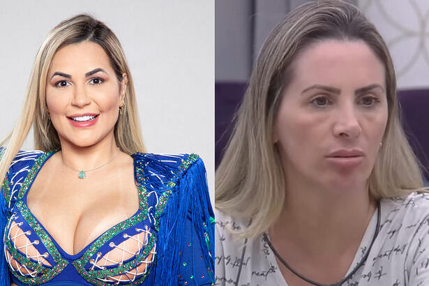 Montagem com Deolane em A Fazenda e Faby Monarca no A Grande Conquista