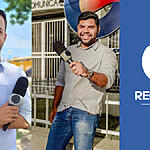 Montagem com os repórteres da TV Guararapes, Gedson Pontes e Alex Silvestre, com o logo da Record TV Itapoan