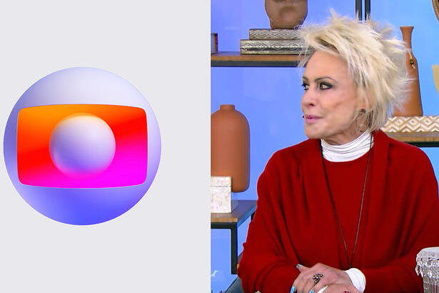 Montagem do logo da Globo ao lado de Ana Maria Braga no Mais Você