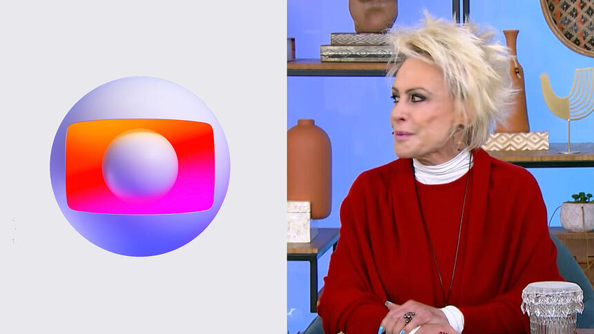 Montagem do logo da Globo ao lado de Ana Maria Braga no Mais Você