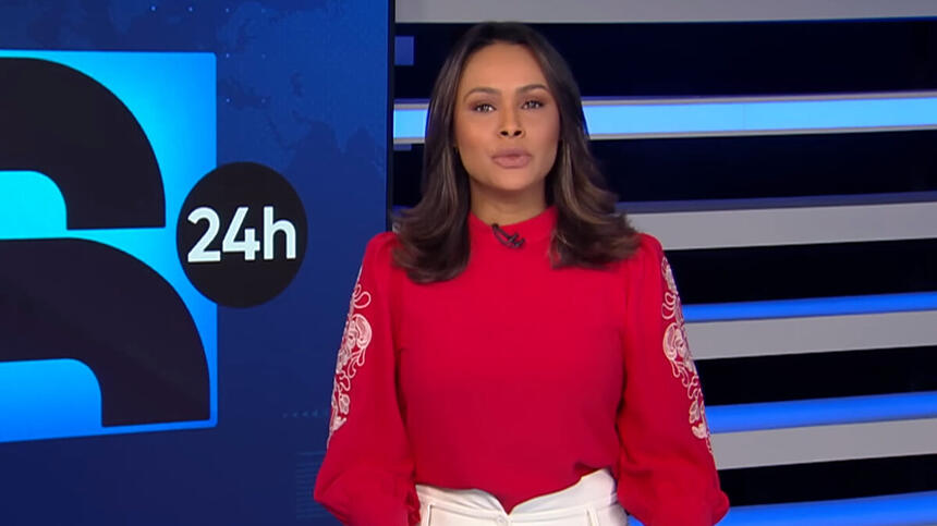 Salvy Lima durante a edição da 00h30 do Jornal da Record