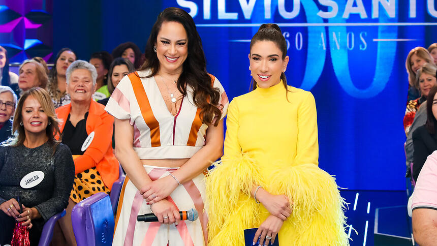 Silvia Abravanel e Patricia Abravanel no estúdio do Programa Silvio Santos