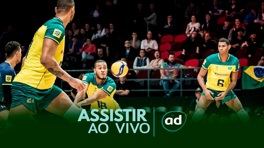 Arte onde assistir ao jogo Estados Unidos x Brasil, pela Liga das Nações de Vôlei