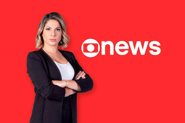 Montagem com Daniela Lima em frente ao logo da GloboNews