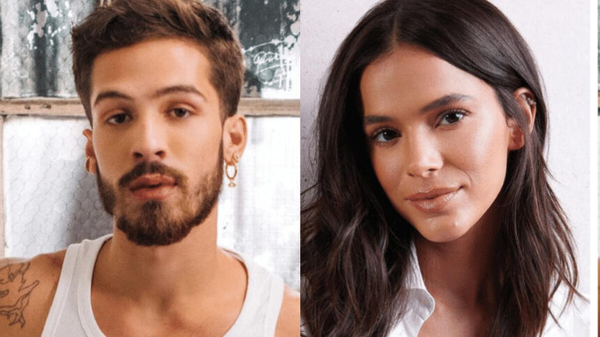 Montagem com João Guilherme e Bruna Marquezine