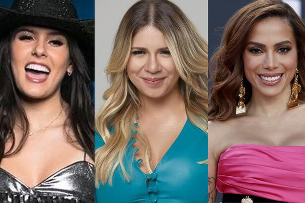 Imagem 1: Ana Castela; Imagem 2: Marília Mendonça; Imagem 3: Anitta