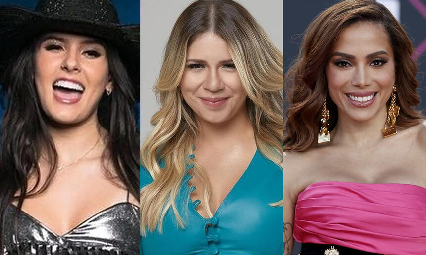 Imagem 1: Ana Castela; Imagem 2: Marília Mendonça; Imagem 3: Anitta