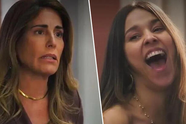 Irene (Glória Pires) e Berenice (Tati Lopes) em trecho de cena em Terra e Paixão