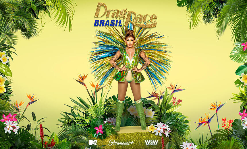 Grag Queen no postêr de divulgado do reality Drag Race Brasil