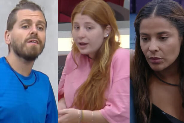 Daniel Toko, Giulia Garcia e Gyselle Soares em uma montagem montagem no A Grande Conquista