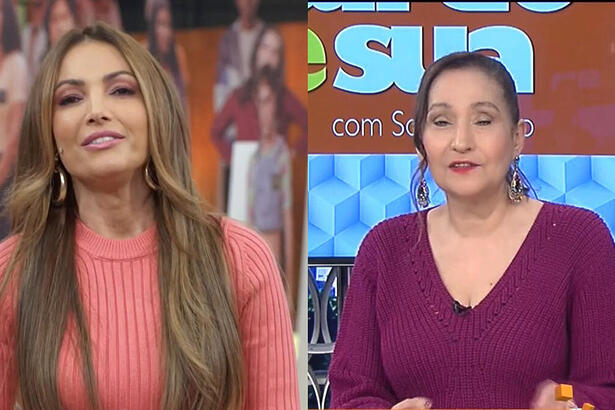 Montagem com Patrícia Poeta no Encontro e Sonia Abrão apresentando o A Tarde é Sua