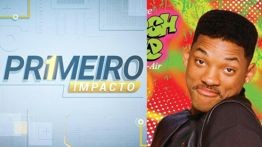 Montagem com logo do Primeiro Impacto e a série Um Maluco No Pedaço