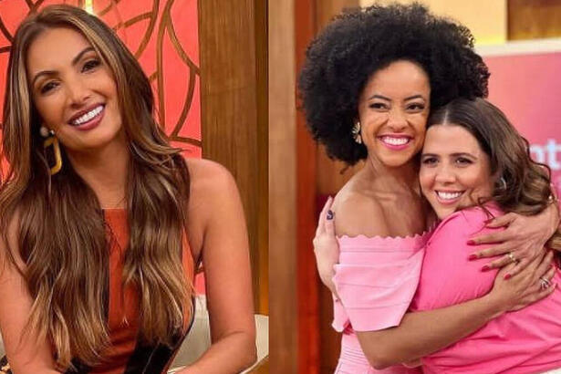 Patrícia Poeta, Tati Machado e Valéria Almeida em uma montagem no Encontro