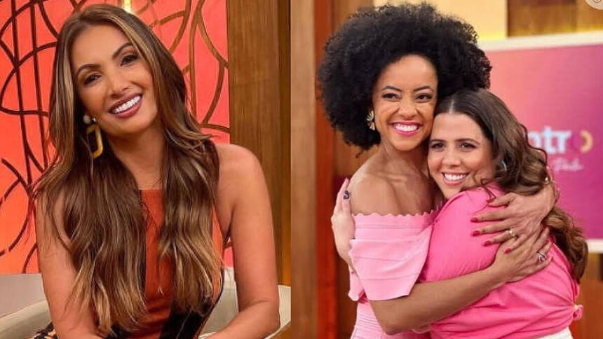 Patrícia Poeta, Tati Machado e Valéria Almeida em uma montagem no Encontro