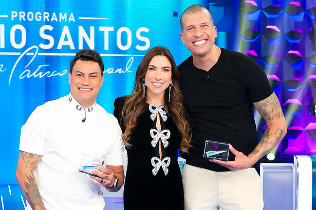 Popó Patrca Abravanel e Douglas Viegas no Programa Silvio Santos