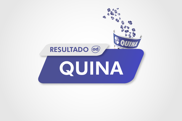 Arte do resultado da Quina com o volante da Loterias Caixa