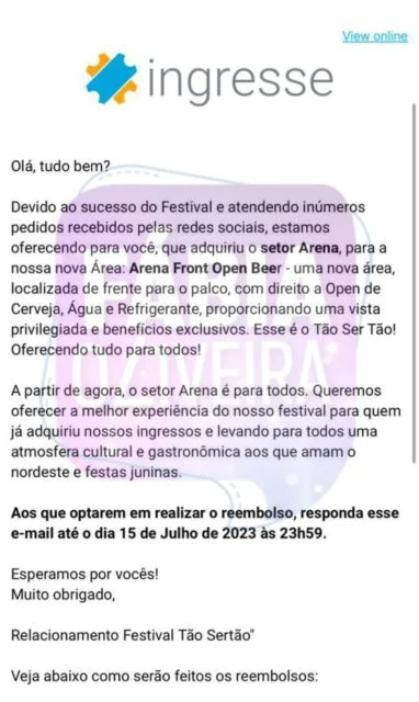 Informação sobre as mudanças no local do Festival Tão Ser Tão