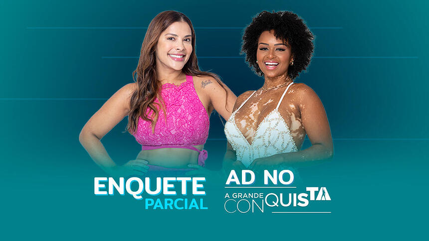 Gyselle Soares e Natália Deodato na arte de divulgação da enquete do A Grande Conquista