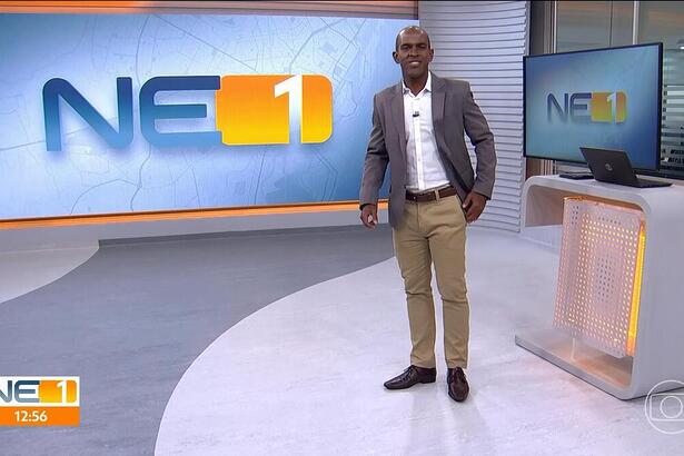 Lucas de Senna apresentando o NE1 da TV Globo PE