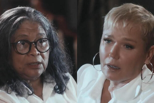 Marlene Mattos e Xuxa na reportagem do Fantástico