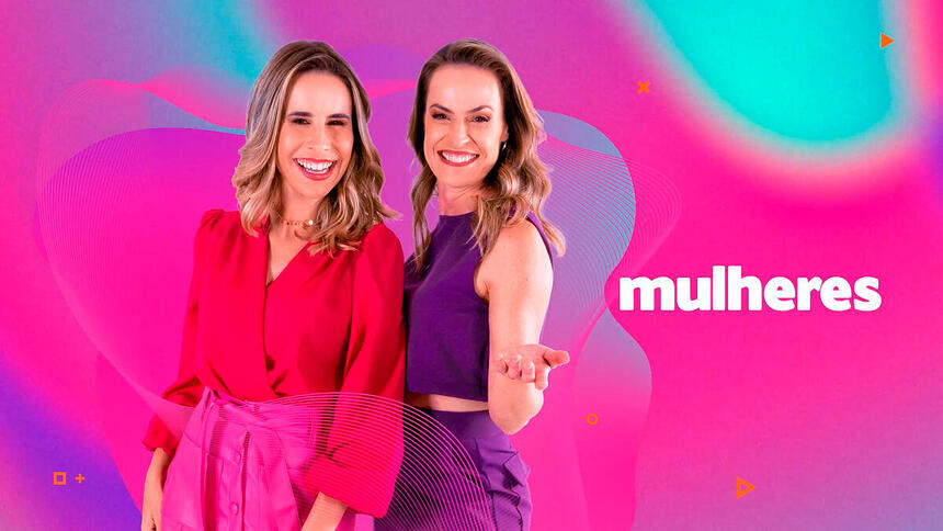 Pamela Domingues e Regiane Tápias em poster de divulgação com a nova identidade do Mulheres da TV Gazeta