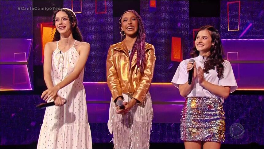 Regina, Luisa e Manu no segundo episódio do Canta Comigo Teen 4