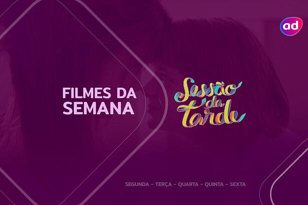 Arte dos filmes da semana da Sessão da Tarde, ao fundo cena do filme Ramona e Beezus