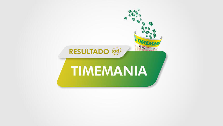 Arte do resultado da Timemania da Loterias Caixa