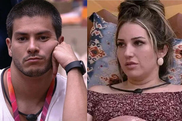 Arthur Aguiar e Amanda Meirelles em uma montagem no BBB