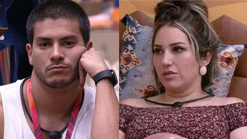 Arthur Aguiar e Amanda Meirelles em uma montagem no BBB