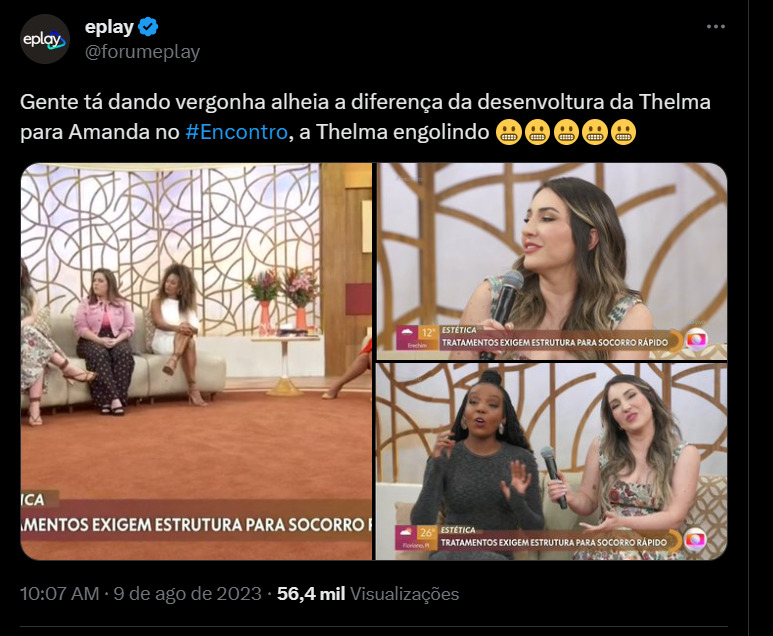 Publicação no Twitter fala de Thelma e Amanda no Encontro