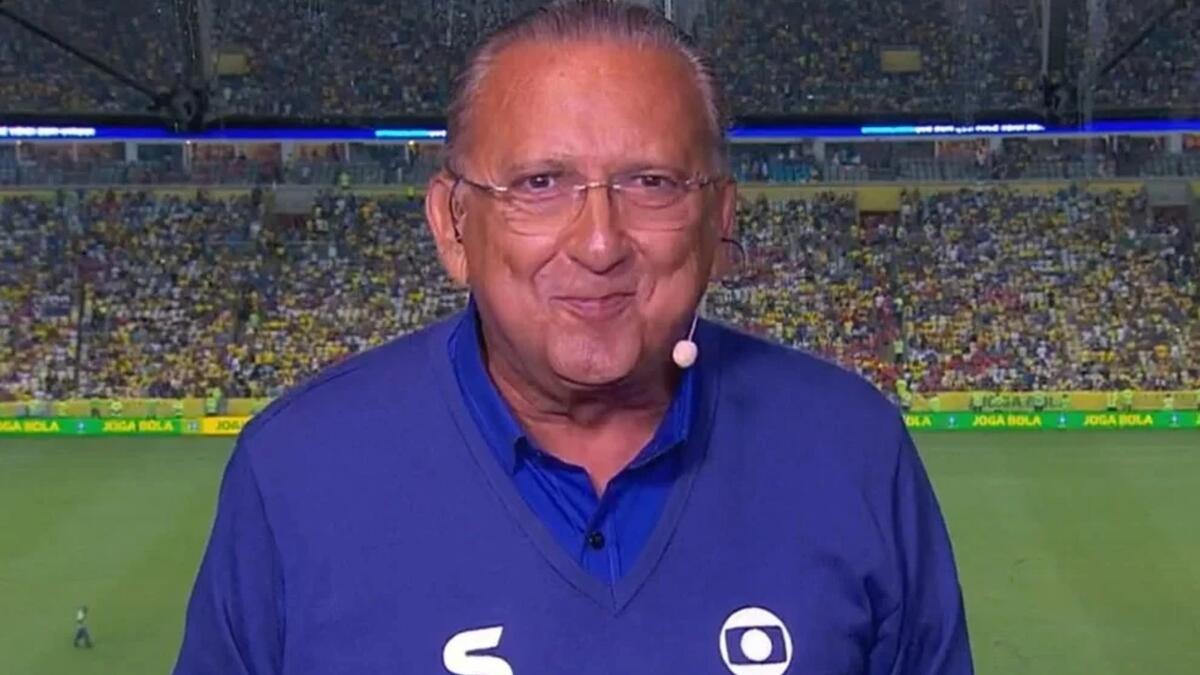 Galvão Bueno em transmissão da TV Globo quando atuava como locutor da emissora