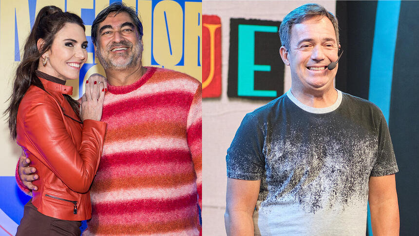 Glenda Kozlowski, Zeca Camargo e Tatola Godas em uma montagem