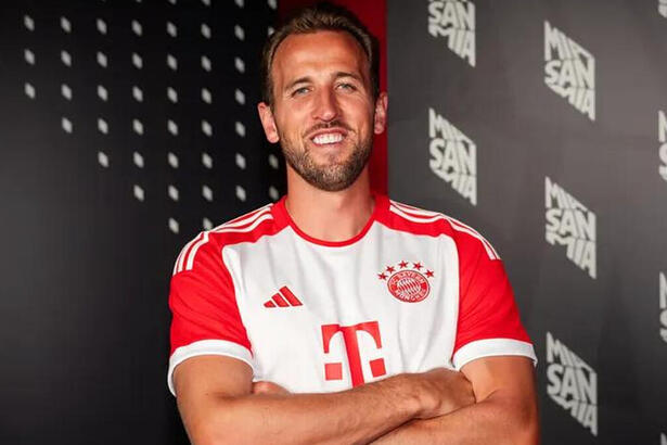 Harry Kane com a camisa do Bayern de Munique