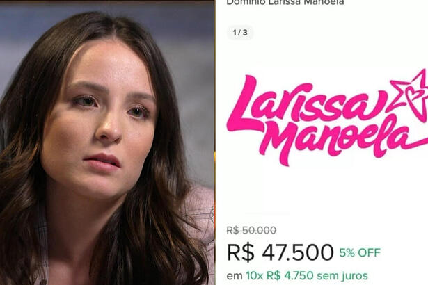 Montagem com Larissa Manoela e a venda do domínio que leva seu nome