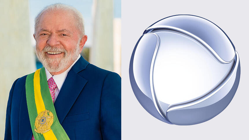 Montagem de Lula e o logo da Record. Sob a gestão do novo presidente, a TV Brasil descarta compra de novelas bíblicas