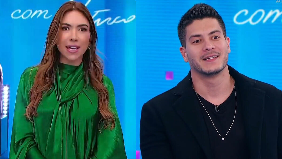 Patricia Abravanel e Arthur Aguiar em uma montagem no Programa Silvio Santos