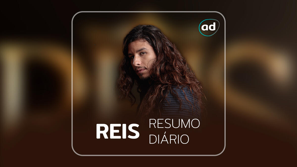 Arte de divulgação do resumo da série Reis com o protagonista Absalão