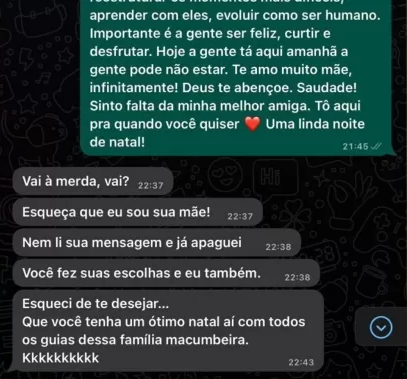 Conversa de Silvana, mãe de Larissa Manoela, chamando a família do noivo da filha de macumbeira