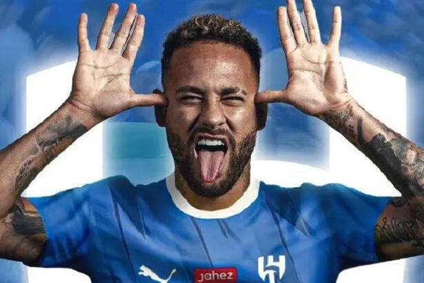 Neymar posando como jogador do Al-Hilal