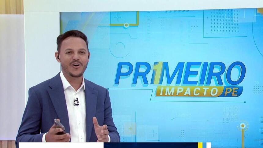 Rodrigo de Luna apresentando o Primeiro Impacto PE na TV Jornal, afiliada do SBT em Recife Pernmabuco