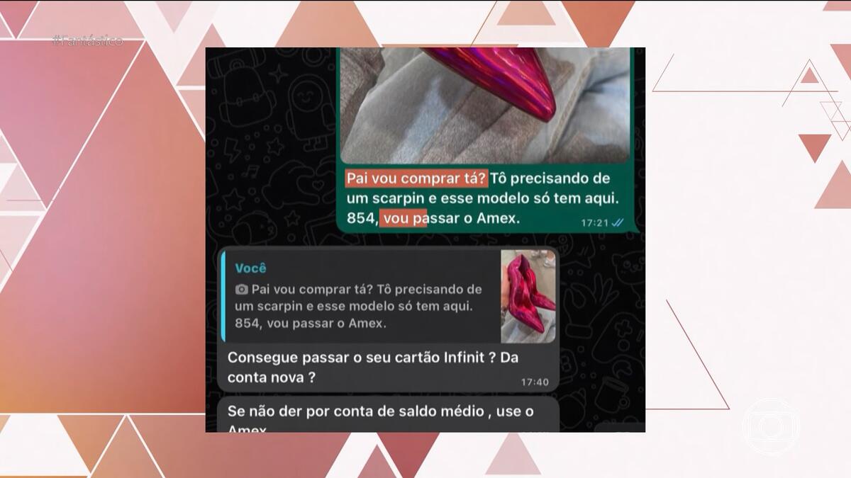 Print de conversa de WhatsApp, onde Larissa Manoela pede autorização ao pai para comprar sapato