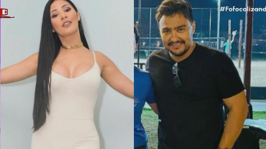 Montagem com Simaria de vestido branco e o suposto novo namorado Ailton Maranhão de blusa preta