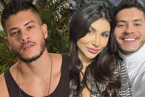 Arthur Aguiar e Jheny Santucci juntos em uma montagem