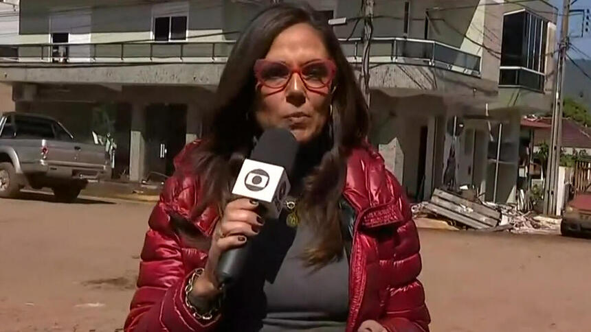 Cristina Ranzolin em trecho de entrada ao vivo no Jornal Hoje